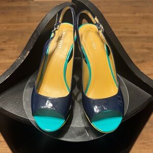 Nine West Blue and Turquoise Peep Toe Heels